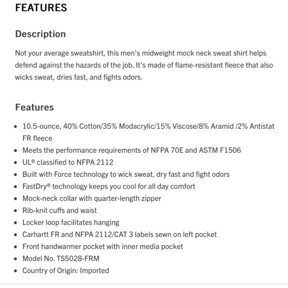 Flame Resistant Carhartt - Loose Fit Midweight Mock Neck Sweatshirt Heather Grey - Picture 3 of 14